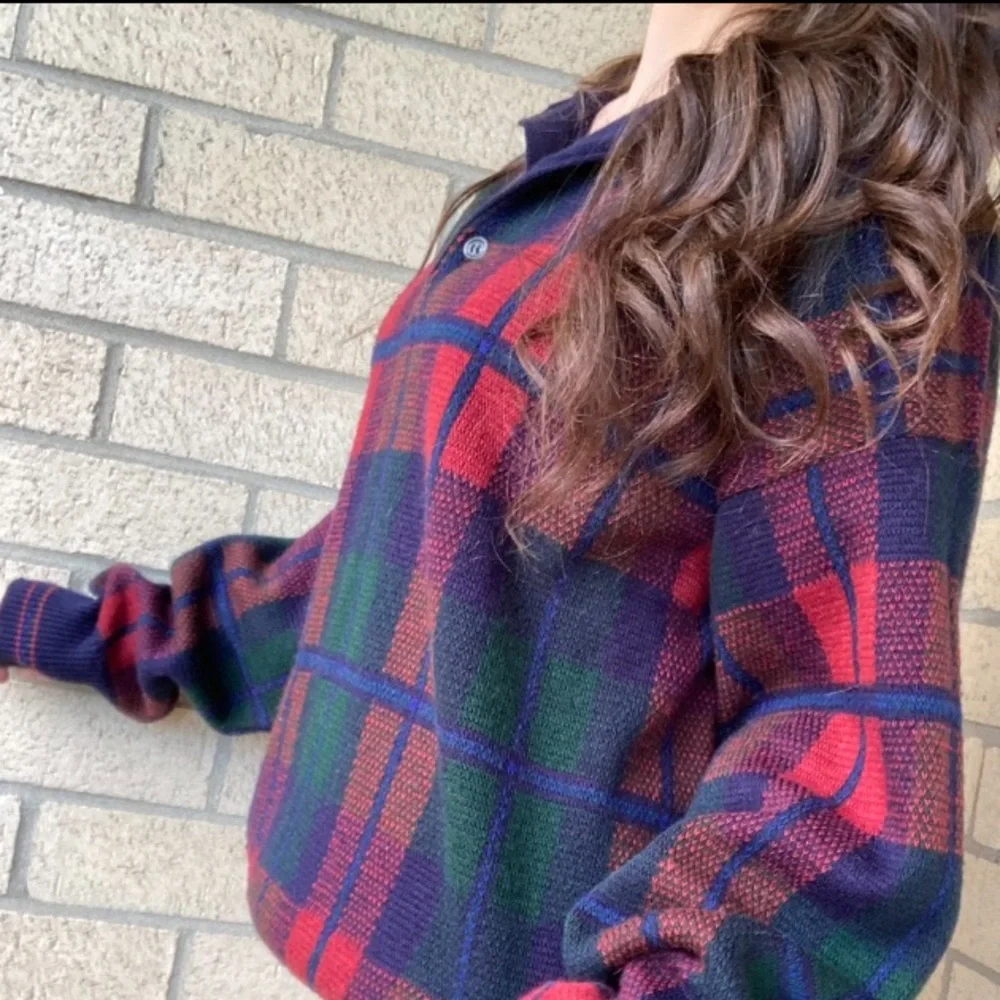 Vintage Plaid Wool Blend Grandpa Sweater - Picture 2 of 10